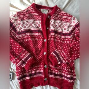 Vintage L.L Bean Red Patterned Women's Sweater